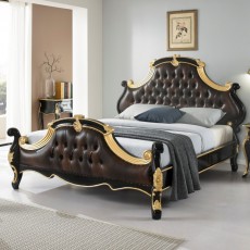 SL Gallery King Size Bed Black Gold Luxury Antique Eddy K> Furniture/DIY