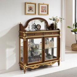 Wooden Console Antique Gold Glass Cabinet Retro Millium Glass > Furniture/DIY