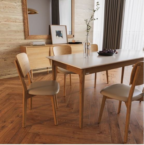 Casamia Carne Ceramic Table 1800 + Leather Chair 6p Visit Installation
