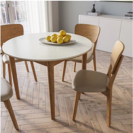 Casamia Carne Ceramic Round Table 1000 + Leather Chair 4p Visit Installation