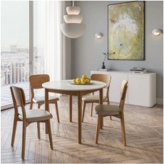 Casamia Carne Ceramic Round Table 1000 + Leather Chair 4p Visit Installation