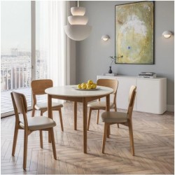 Casamia Carne Ceramic Round Table 1000 + Leather Chair 4p Visit Installation
