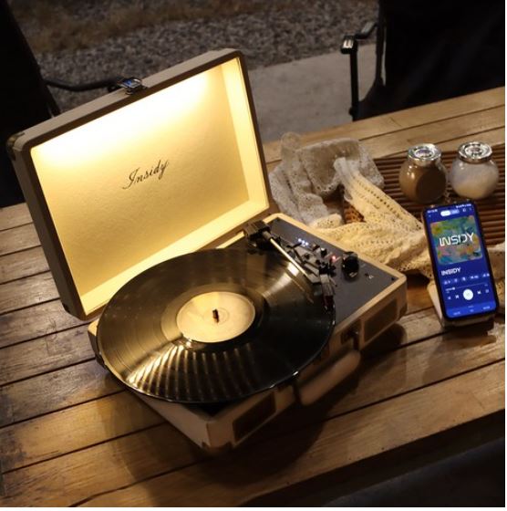 INSIDE LED Mood Lamp Lighting Bluetooth LP Turntable Player Speaker