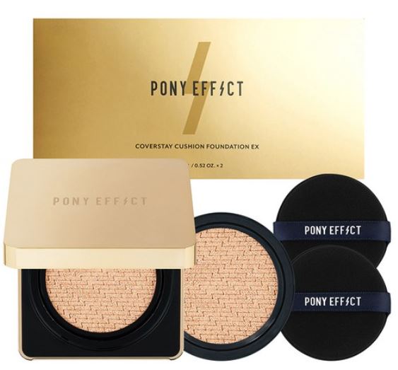 Pony Effect Cover Stay Cushion Foundation EX Original 15g + Refill 15g, 001 Logi Ivory, 1 Set