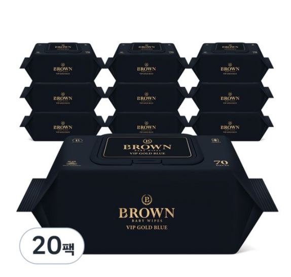 Brown VIP Gold Blue Baby Wet Tissue Cap Type 80 Sheets, 70 Sheets, 20 Packs