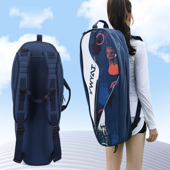 Large-capacity waterproof badminton racket back pack 6 pockets