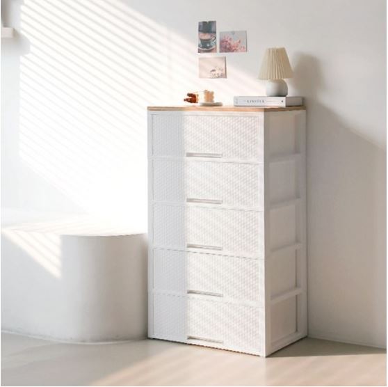 Komet 5-layer rattan wood top drawer wide 600