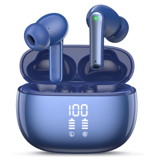 KONLI Noise Cancelling Kernel-Type Wireless Bluetooth Earphones Waterproof Blue